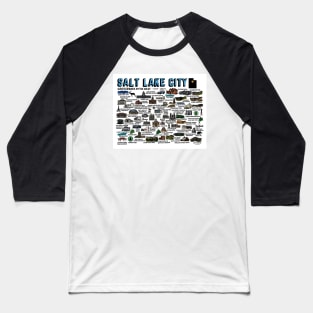 Salt Lake City Map Baseball T-Shirt